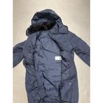 123 Paris Coat 44 Medium Navy Blue Hood Long Down Fur Coat Photo 8