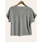 ZARA Gray Flowy Oversized Short Sleeve V-Neck Asymmetric Layered Blouse Size M Photo 3