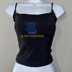 Suuksess Wish You Were Here in Pittsburgh Black Spaghetti Strap Tank Top XS Photo 0