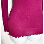 Free People Intimately Womens Lettuce Edge Long Sleeve Top Berry Purple Sz Small Photo 4