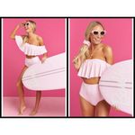 Show Me Your Mumu ๐๐ Barbie Bindi Ruffle Bikini TOP ~ Skipper Stripe Pink/White Photo 1