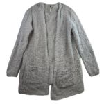 Free People S Small Cardigan Sweater Silver Cloud Faux Fur Oversized Open Front Photo 1