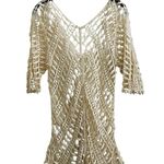 Poetry  Open Knit Crochet Top 3/4 Sleeve Boho Hippie Beach Festival Size M/L Photo 0