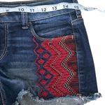 EXPRESS Blue and Red Embroidered Jean Shorts with Chevron Design Photo 3