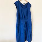 Eshakti Cotton Cap Sleeve Shift Dress in Royal Blue Custom Size Photo 2