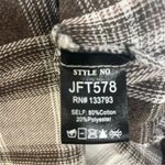 Plaid Button Down Shirt Size Small Tunic Distressed Crochet Lace brown black Photo 5