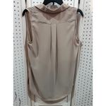 Rachel Zoe  Sleeveless Collared Button Front Shirt Top Beige Size Medium Photo 3