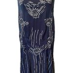 H&M Autumn Collection Blue Silver Sheer Chiffon Beaded Sequin Glam Gatsby Dress Photo 0
