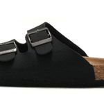 Beranmey Cork Footbed 2 Straps Adjustable Buckle Women Sandals, Size 42 Black Photo 2