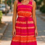 cupio Pink Orange Tie Dye Maxi Dress Boho Size Medium Photo 0