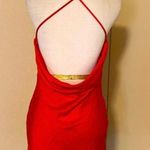 ZARA Cowl Back V-Neck Satin Effect Mini Dress in Red SZ S Photo 7