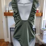 H&M NEW  Green Ruffled One-Piece Swimsuit Photo 2