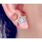 Boutique Large‎ Sparkling Star Earrings | White Gold Plated Silver Photo 1