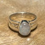 Sterling Silver Moonstone 925  Decorative Band Ring Photo 0