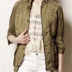 Anthropologie  Hei Hei Marais Eyelet Utility Cargo Jacket Women's Olive Green Photo 0