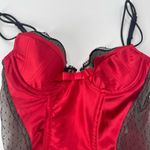 Jezebel  Scarlet Red and Black Lace Satin Doll intimately Bustier size 34B Photo 2