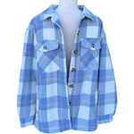 Members Mark Shirt Jacket Blue Plaid Wool Acrylic Oversized Small NWT Sherpa Lined Button Down Photo 1