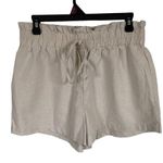 SheIn paper bag linen blend oatmeal color pull-on elastic shorts women's size L Photo 1