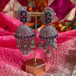 Sparkly AD Navy & Silver Jhumka Photo 0