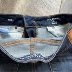 American Eagle  Midi Dark Blue Denim Super Stretch Shorts Cuff Raw Hem Size 4 Photo 4