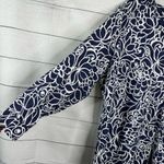 Talbots Womens 1XL Floral Linen Roll Tab Sleeve Camp Top Blouse Bi Color Blooms Photo 6