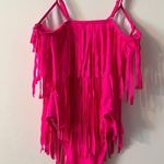 One Piece Hot Pink Barbie Fringe  Bikini Swimsuit Barbiecore Festival Large Photo 2