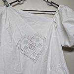 RHODE‎ Martina Dress XL White Heart Eyelet One Shoulder Puff Sleeve Cotton NWT Photo 5
