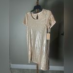 Copper Key Gold Sequin Short Sleeve Dress Size Large NWT Photo 3