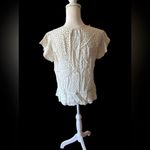 Rails  White Black Polka Dot V Neck Ruffle Sleeve Tie Waist Peplum Top XS Photo 4