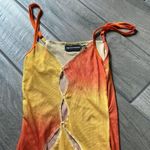 Pretty Little Thing  orange yellow mesh cutout mini dress Photo 1