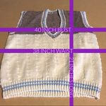 VINTAGE 1980'S BROWN, CREAM & BLUE SLEEVELESS V NECK SWEATER VEST (L) Brown Size L Photo 9