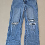 Adika Blue Distressed High Rise Wide Leg Denim Jeans Photo 0