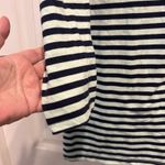 Merona  Navy Blue Mint Green Striped Boat‎ Neck Top Women's Size Large Photo 1