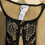 Unique vintage tan and black embroidered cottagecore grandma cardigan Size XL Photo 1