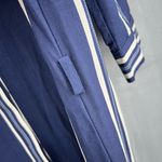 IRIS & INK Maxi Shirt Dress 100% Silk Navy Blue Striped Collared Size US 4 Photo 4