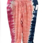 Lane Bryant NWT  Livi Sweatpants Cropped Capris Pink Blue Tie Dye Plus Size 30/32 Photo 0