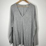 Vince Dropped Shoulder V- Neck Tee XXL Heather Grey Long Sleeves $125 Photo 0