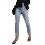 ASOS High Waist Slim Straight Leg Mom Jeans Pants Mid Blue Denim GUC Size 25 Photo 1