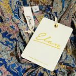 Elan Ava Blue Tapestry Ruffle Sheer Tie Neck Boho Top NWT Size Medium Y2K Photo 3