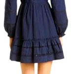 Veronica Beard Danica Navy Blue Long Sleeve V Neckline Tassel Mini Dress Sz M Photo 1