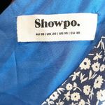 Showpo Sweetheart Neckline Ditsy Floral Slit Flutter Cap Sleeve Maxi Dress Blue Size 16 Photo 2
