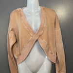 Aeropostale Sweatshirt Womens Medium Peach Wrap Front Cropped Pullover Top Photo 0