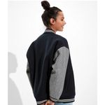 American Eagle Outfitters Varsity Jacket Navy Almost Black Grey Athletic Fit XXL Photo 10