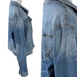 Vintage Flower Brooch & Mossimo Denim Jacket Size XXL Bohemian Fall Distressed Blue Photo 7