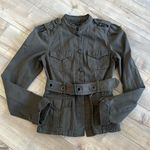 Sanctuary  Surplus Military Jacket Green Sz M Belted Ruffle Collar Photo 0