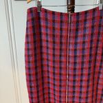 Vintage Woven Silk Tweed Plaid Pencil Skirt Red Size 16 Photo 2