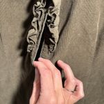 Krazy Kat Olive Green Corduroy Button Down Ruffle Front Long Sleeve Shirt XL SEE Photo 3