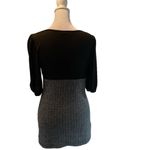 Pretty Good Short Elastic Sleeve Tie Down Front Gray & Black Long Stretchy Top L Photo 3