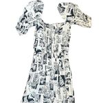 Reformation  Newsprint Mini Dress Size 4 Black And White Newspaper Comic Photo 5