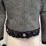Y2k vintage lace trim rosette detail funky tie front tweed blazer Fairycore Gray Photo 11